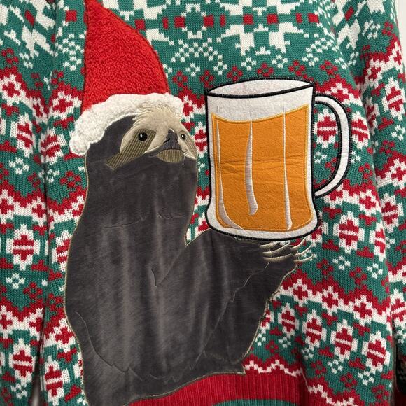 33 Degrees Sloth Christmas Sweater Mens Small Ugly Christmas Sweater - Picture 2 of 5